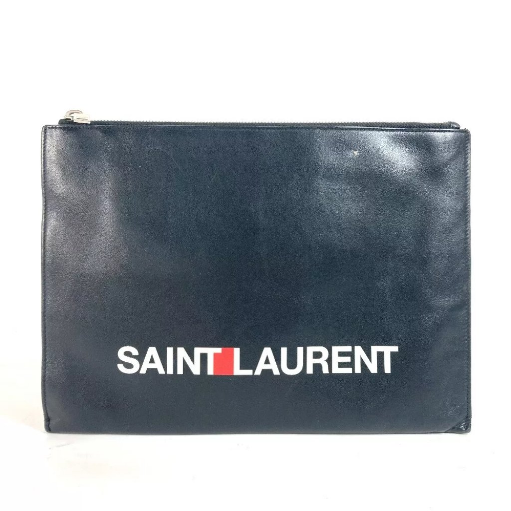 Saint Laurent Paris 397294 Logo Cluch Bag Pouch Bag Clutch Bag Leather Black